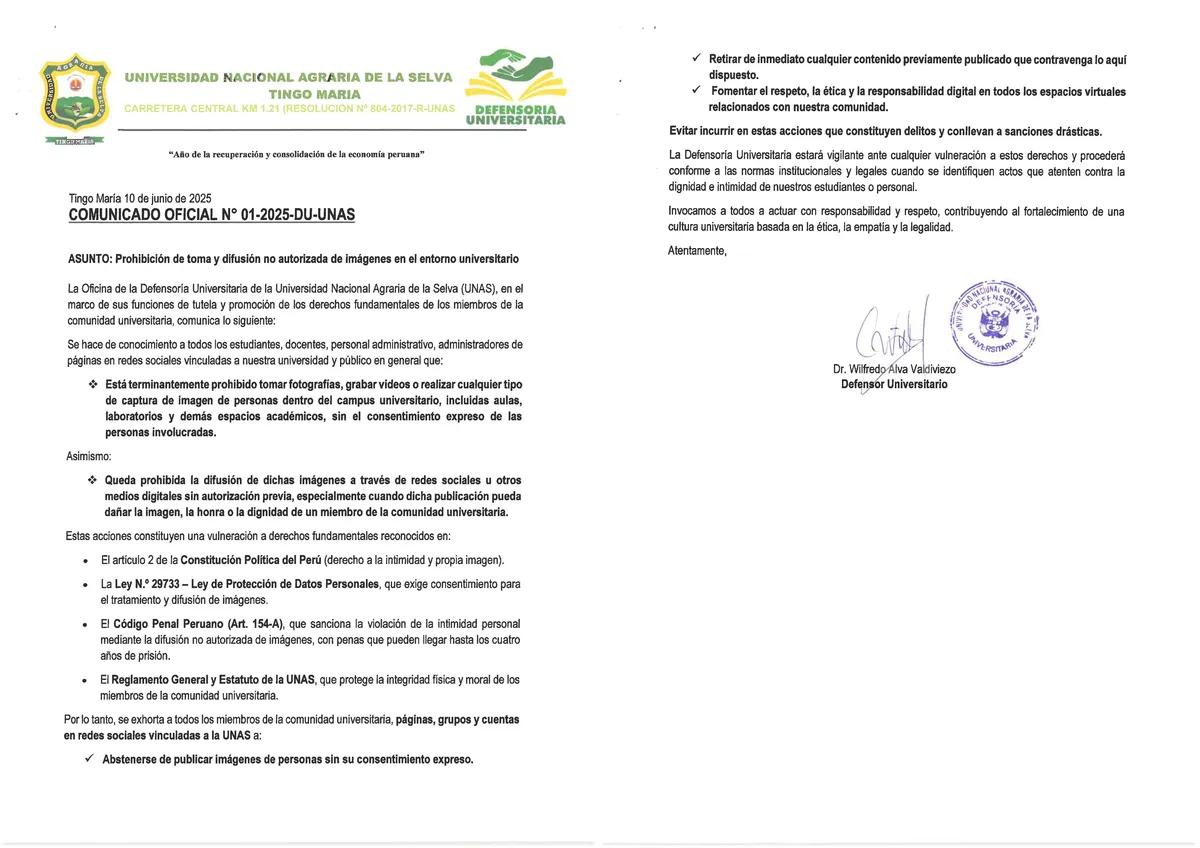 Prohibición de toma y difusión no autorizada de imágenes en el entorno universitario