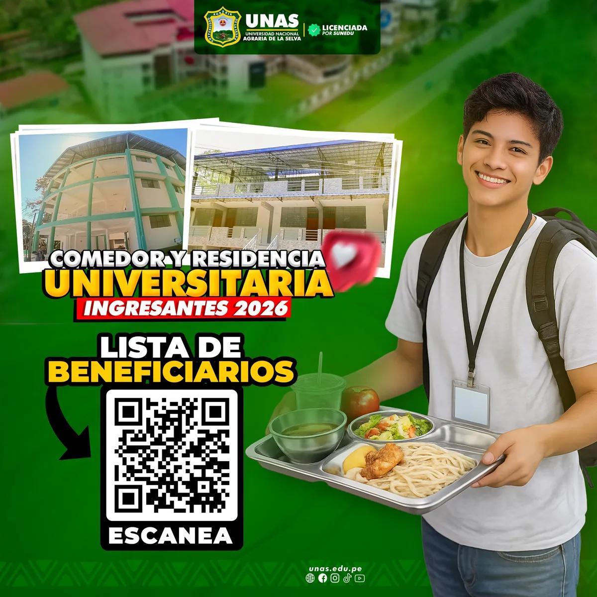 Publicación de la Segunda Lista de Beneficiarios: Residencia y Comedor Universitario 2026-I